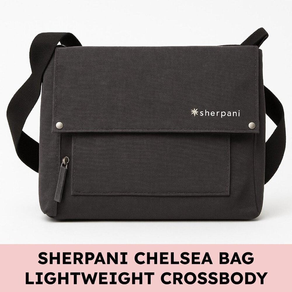 Sherpani Chelsea Canvas Nylon Utility Crossbody Messenger Bag Gray Travel Medium